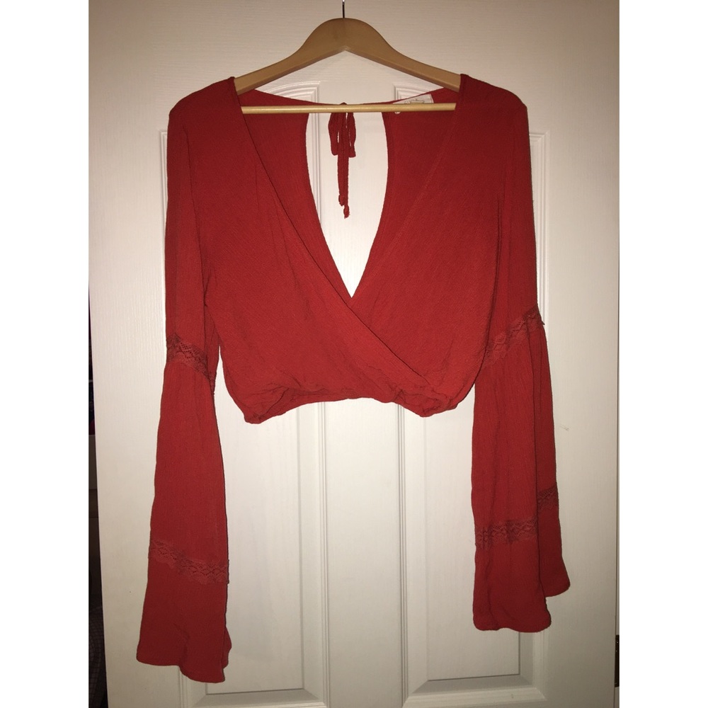 Bell Sleeve Crop Top size large
